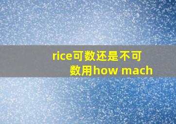 rice可数还是不可数用how mach